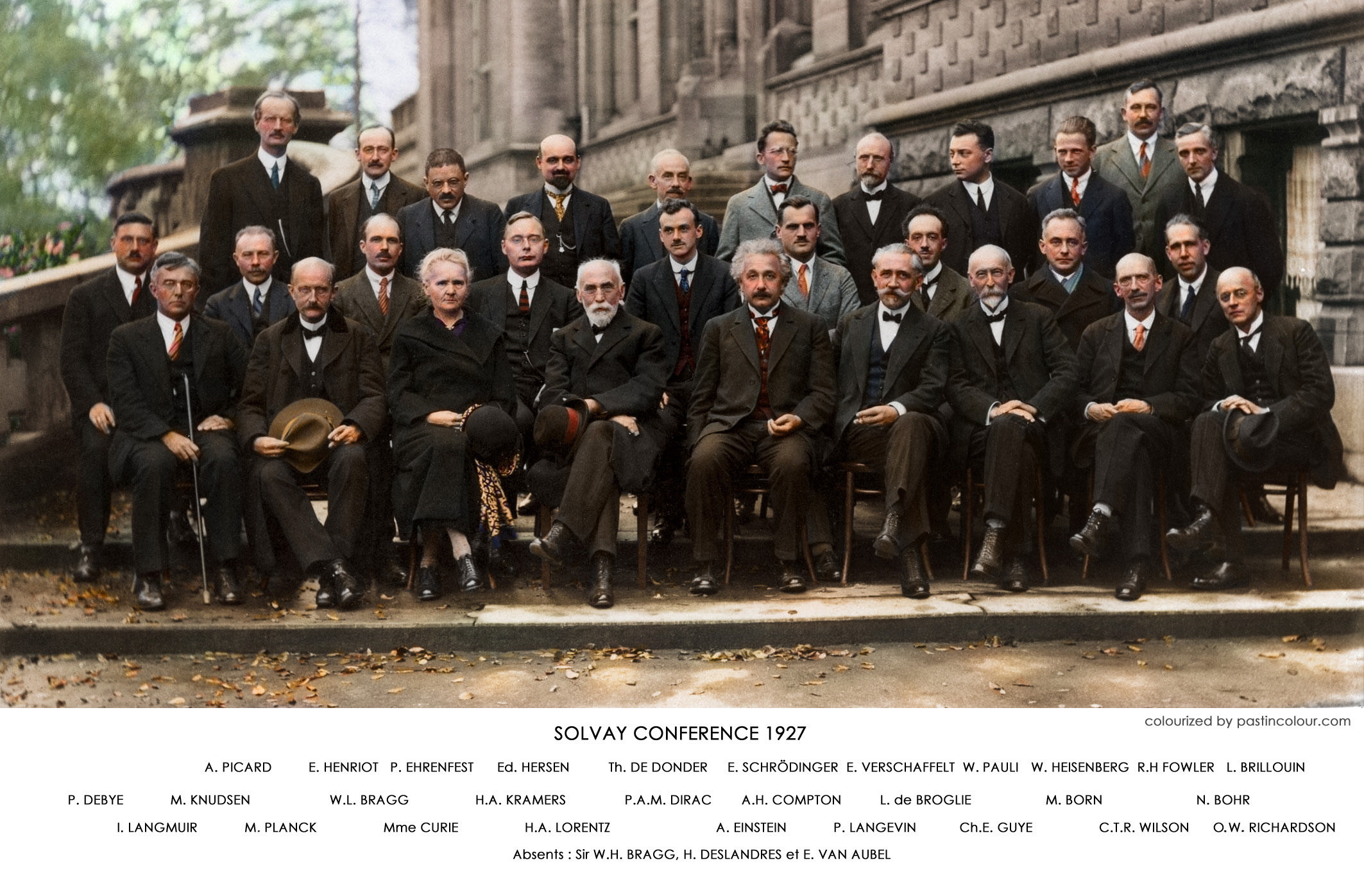 1927年第五次索尔维会议参与者，摄于国际索尔维物理研究所